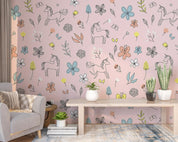3D Painting Unicorn Floral Leaf Butterfly Wall Mural Wallpaper GD 3693- Jess Art Decoration
