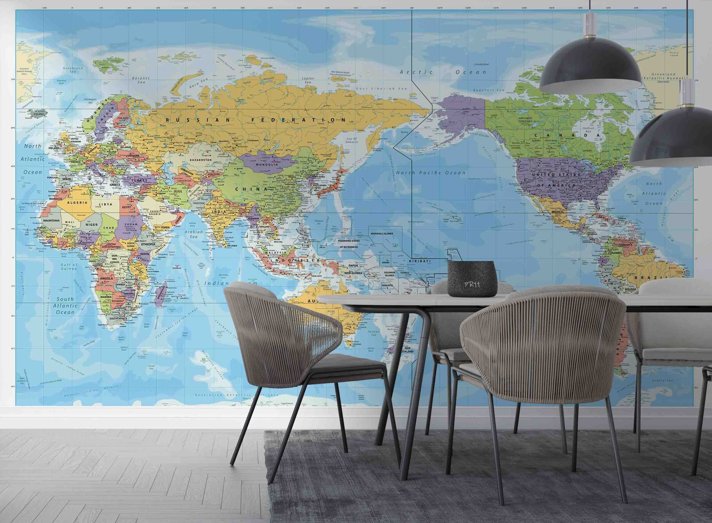 3D Detailed World Map Wall Mural Wallpaper GD 4927- Jess Art Decoration