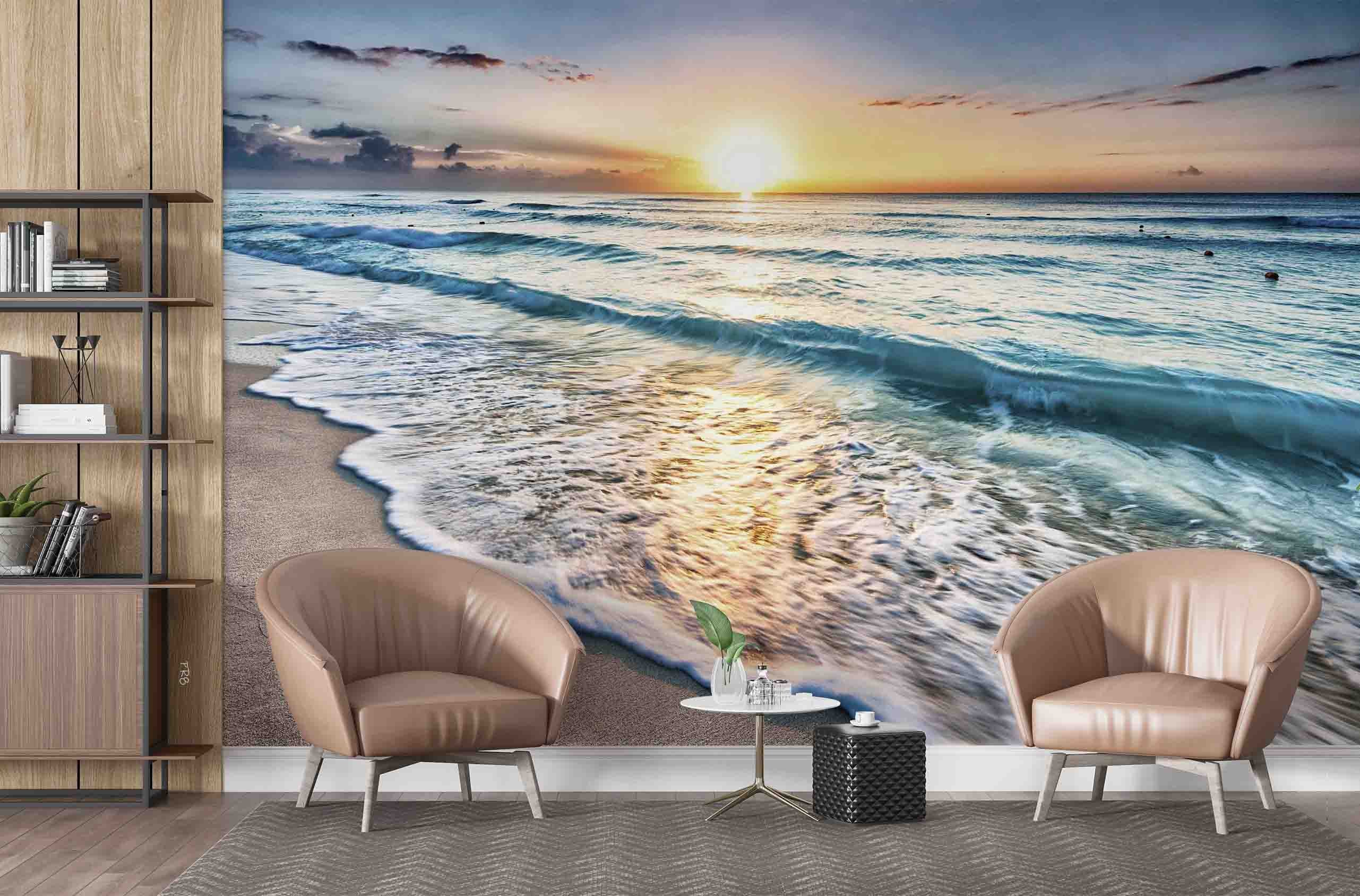 3D Beach Wave Sea Sunrise Landscape Wall Mural Wallpaper GD 4569- Jess Art Decoration