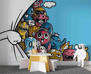 Abstract Graffiti Funny Monster Wallpaper urban graffiti wall mural for teen room, studio or feature wall - view 5