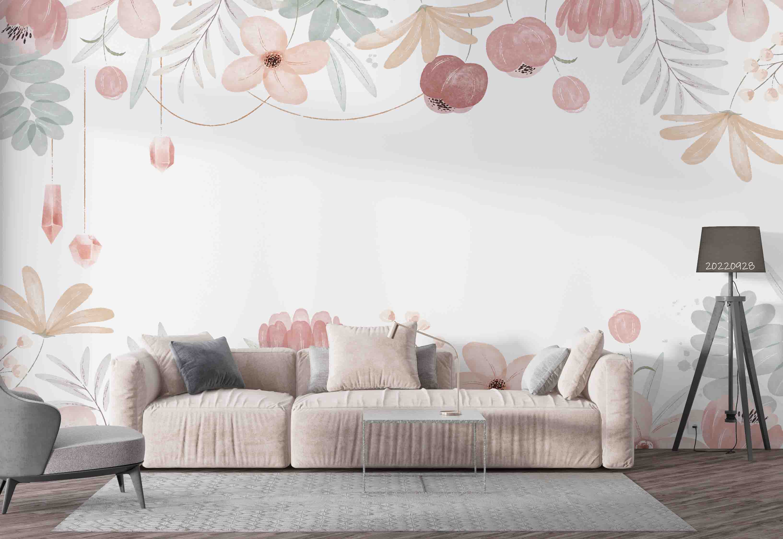 3D Watercolor Floral Illustration Background Wall Mural Wallpaper GD 3305- Jess Art Decoration