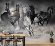 3D Five Horses Running Desert Dust Wall Mural Wallpaper GD 4761- Jess Art Decoration