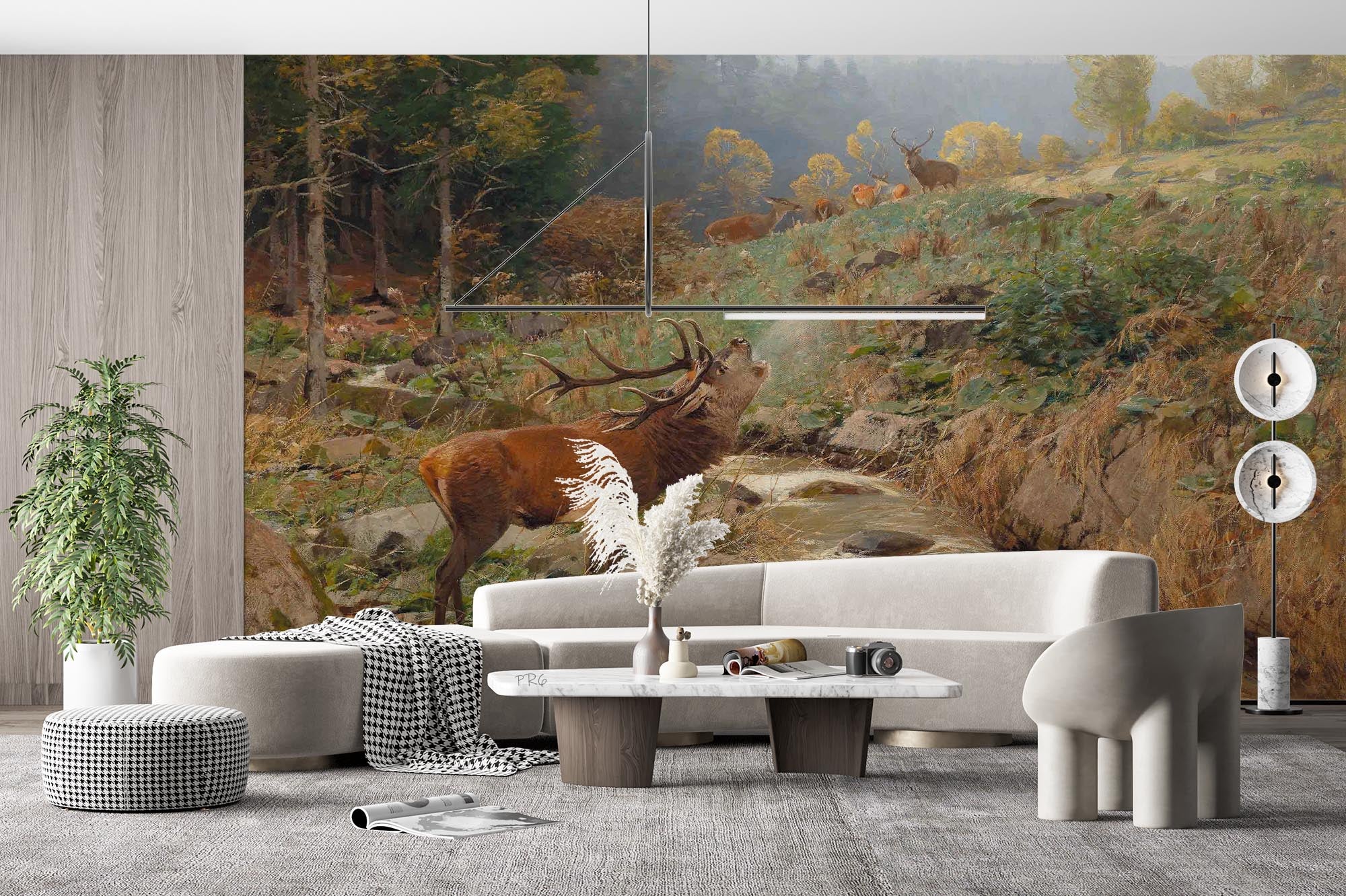 3D Animal Forest Wapiti River Stone Tree Wall Mural Wallpaper YXL 3- Jess Art Decoration