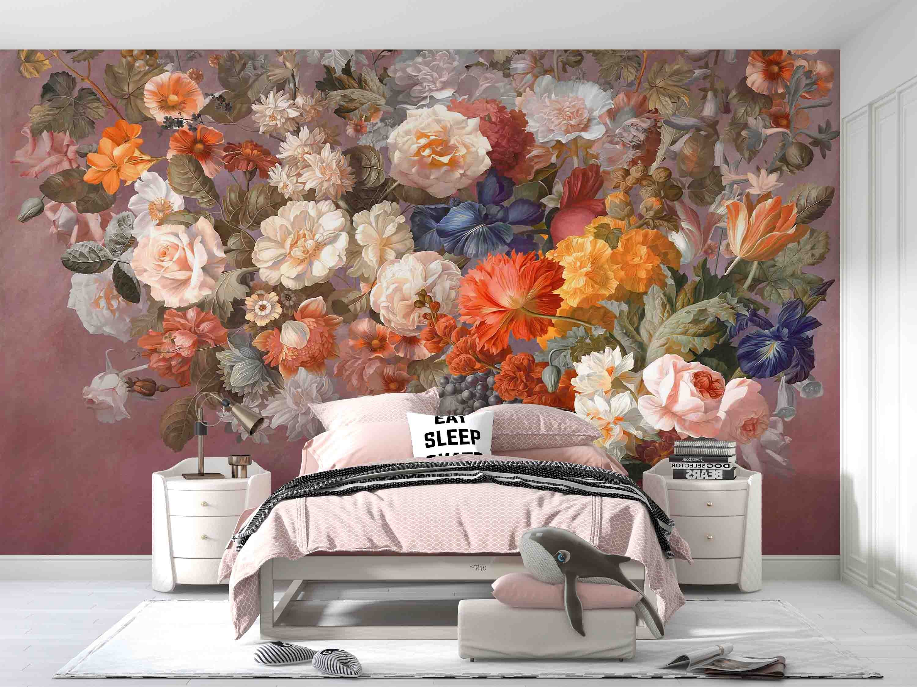 3D Colorful Floral Background Wall Mural Wallpaper GD 4727- Jess Art Decoration