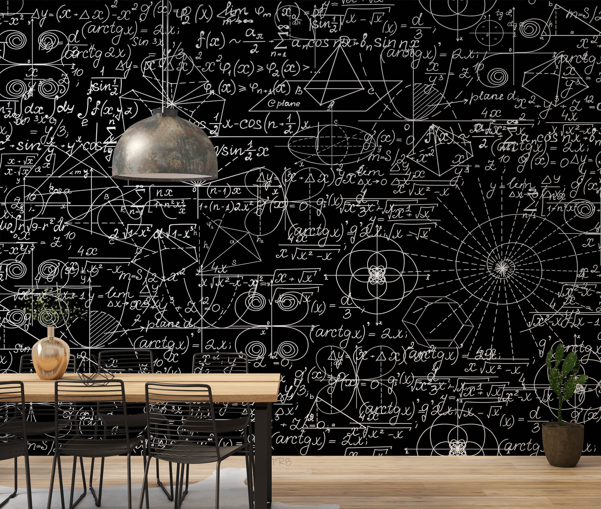 3D Blackboard Mathematics Formula Graphics Wall Mural Wallpaper GD 4604- Jess Art Decoration