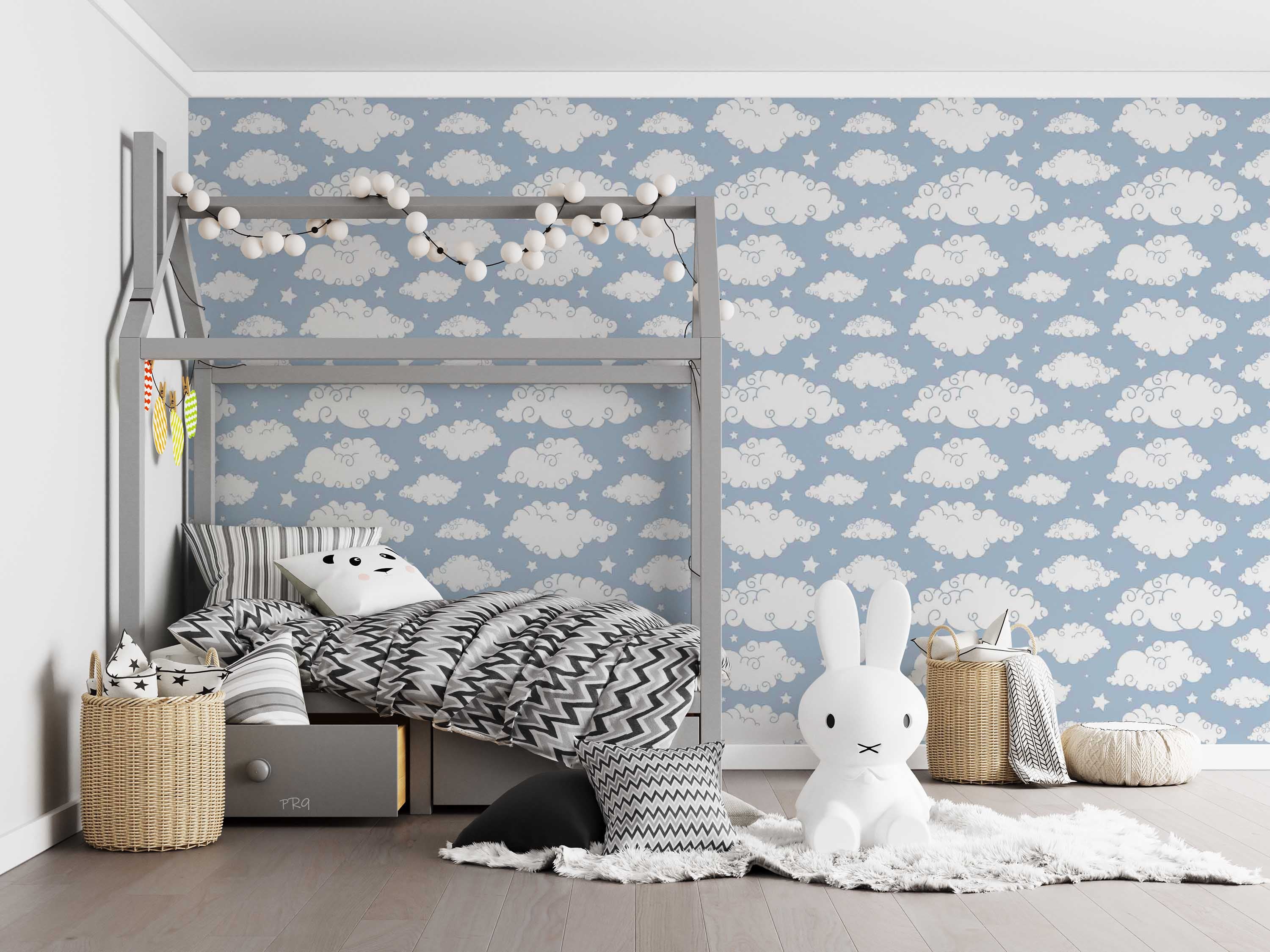 3D Cute Cloud Stars Kids Wall Mural Wallpaper GD 4665- Jess Art Decoration
