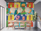 3D Fast Food Comic Colorful Background Advertising Poster Wall Mural Wallpaper GD 4905- Jess Art Decoration