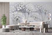 3D Flower Dried Flower White Wall Mural Wallpaper YXL 06- Jess Art Decoration