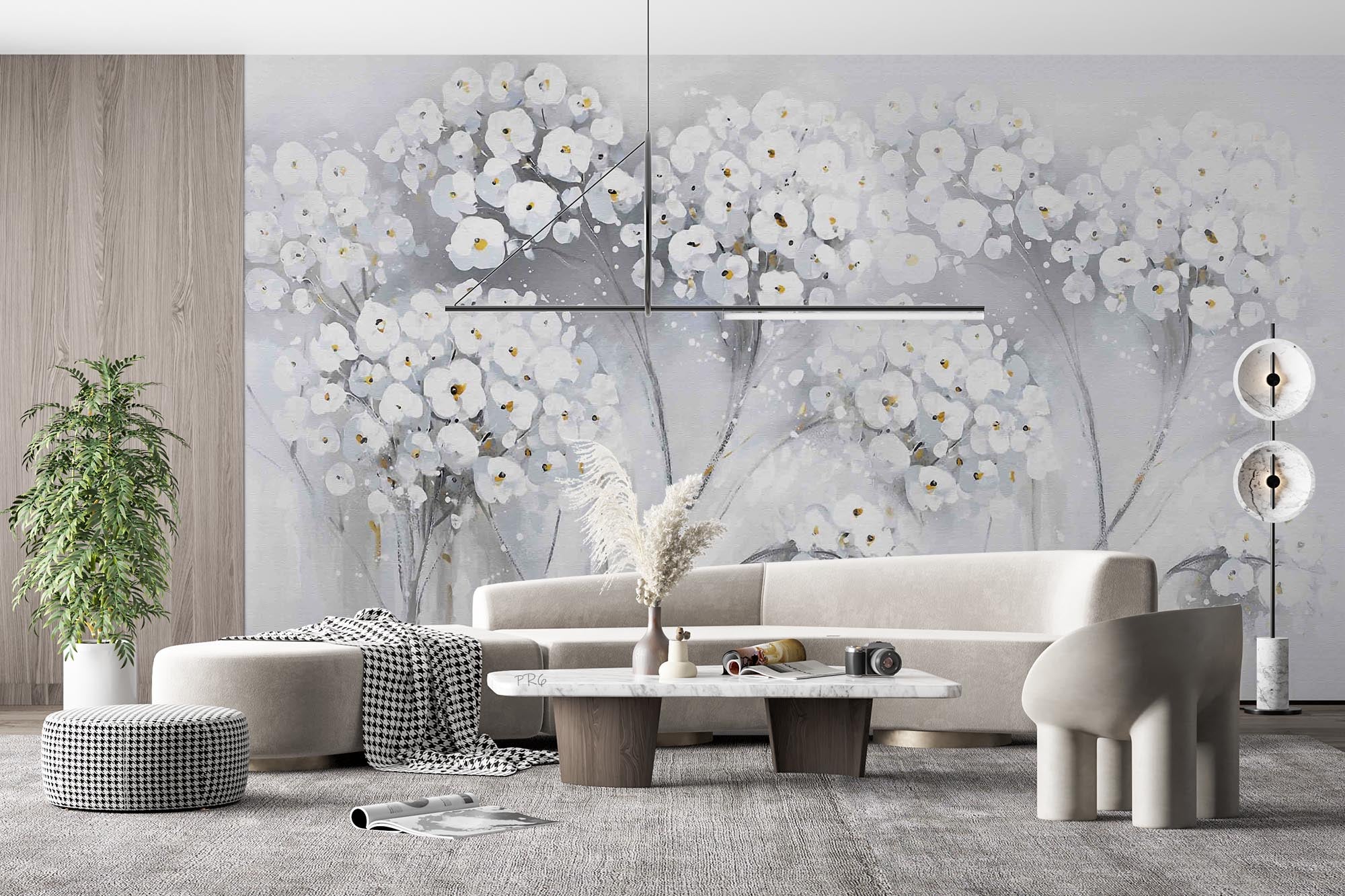 3D Flower Dried Flower White Wall Mural Wallpaper YXL 06- Jess Art Decoration