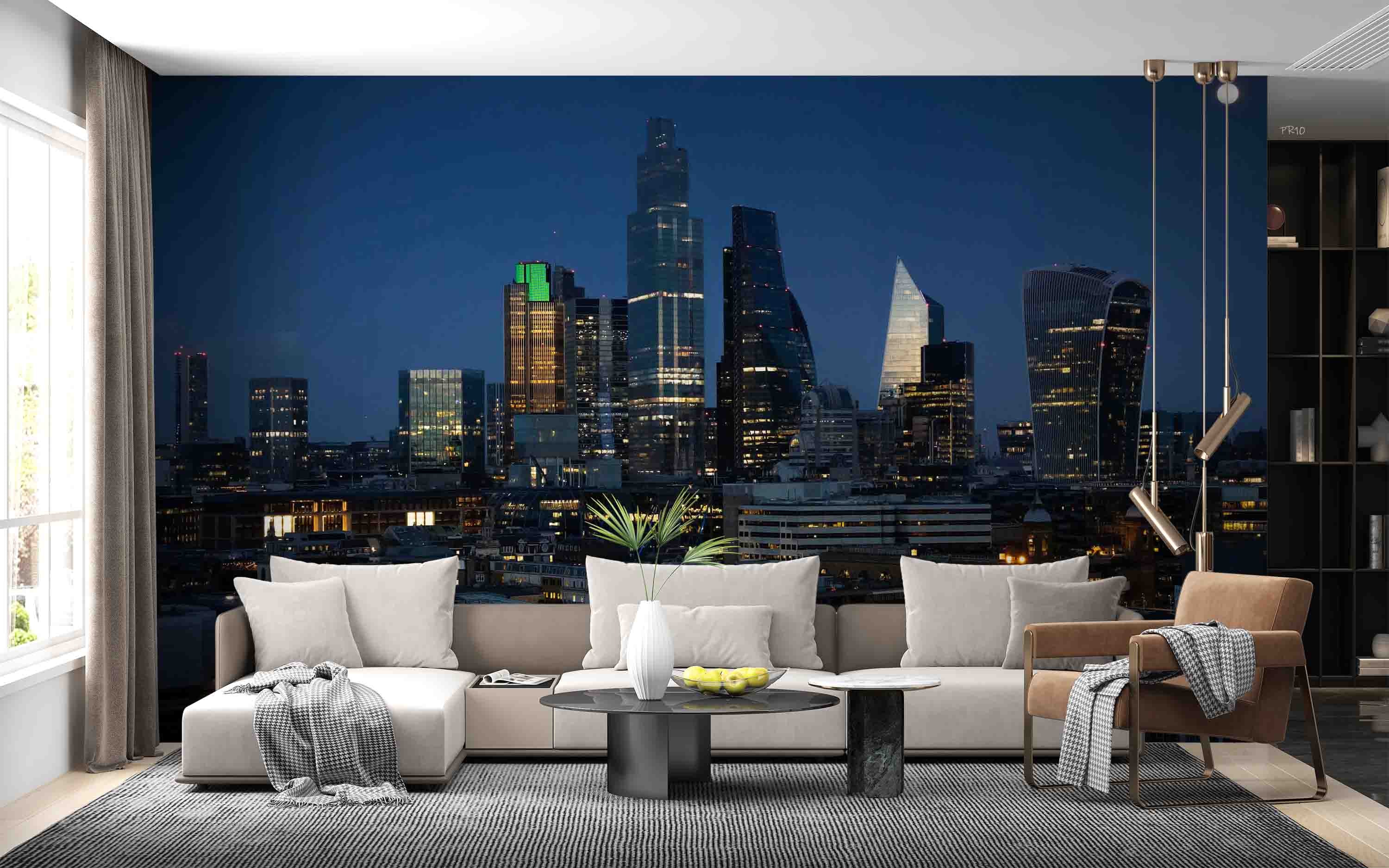 3D Night City Architecture View Wall Mural Wallpaper GD 4748- Jess Art Decoration