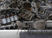 3D Waste Engine Parts Aluminum Cylinder Head Stack Wall Mural Wallpaper GD 4753- Jess Art Decoration