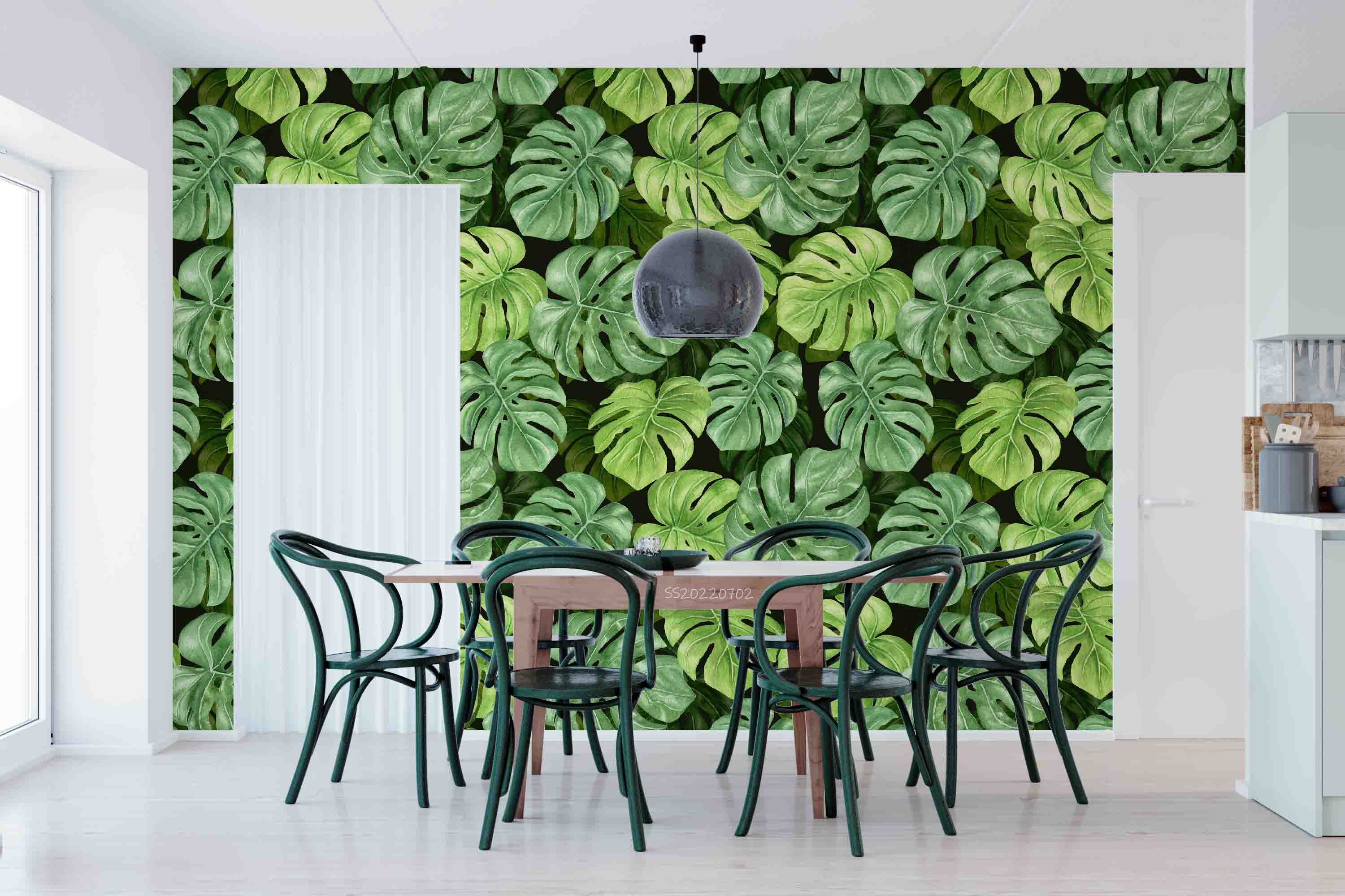 3D Tropical Green Monstera Leaf Pattern Wall Mural Wallpaper GD 5150- Jess Art Decoration