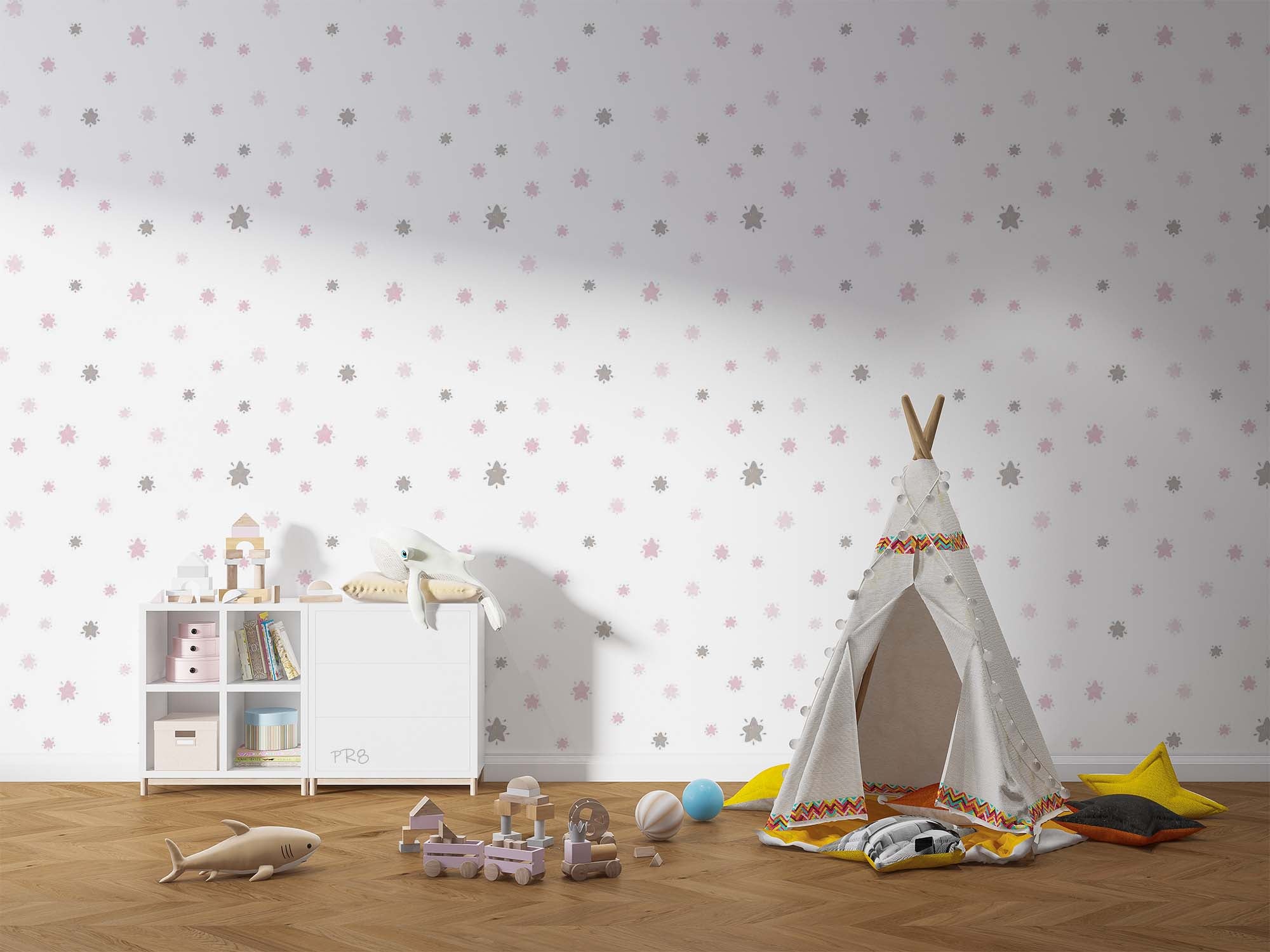 3D Star Pattern White Background Wall Mural Wallpaper GD 4538- Jess Art Decoration