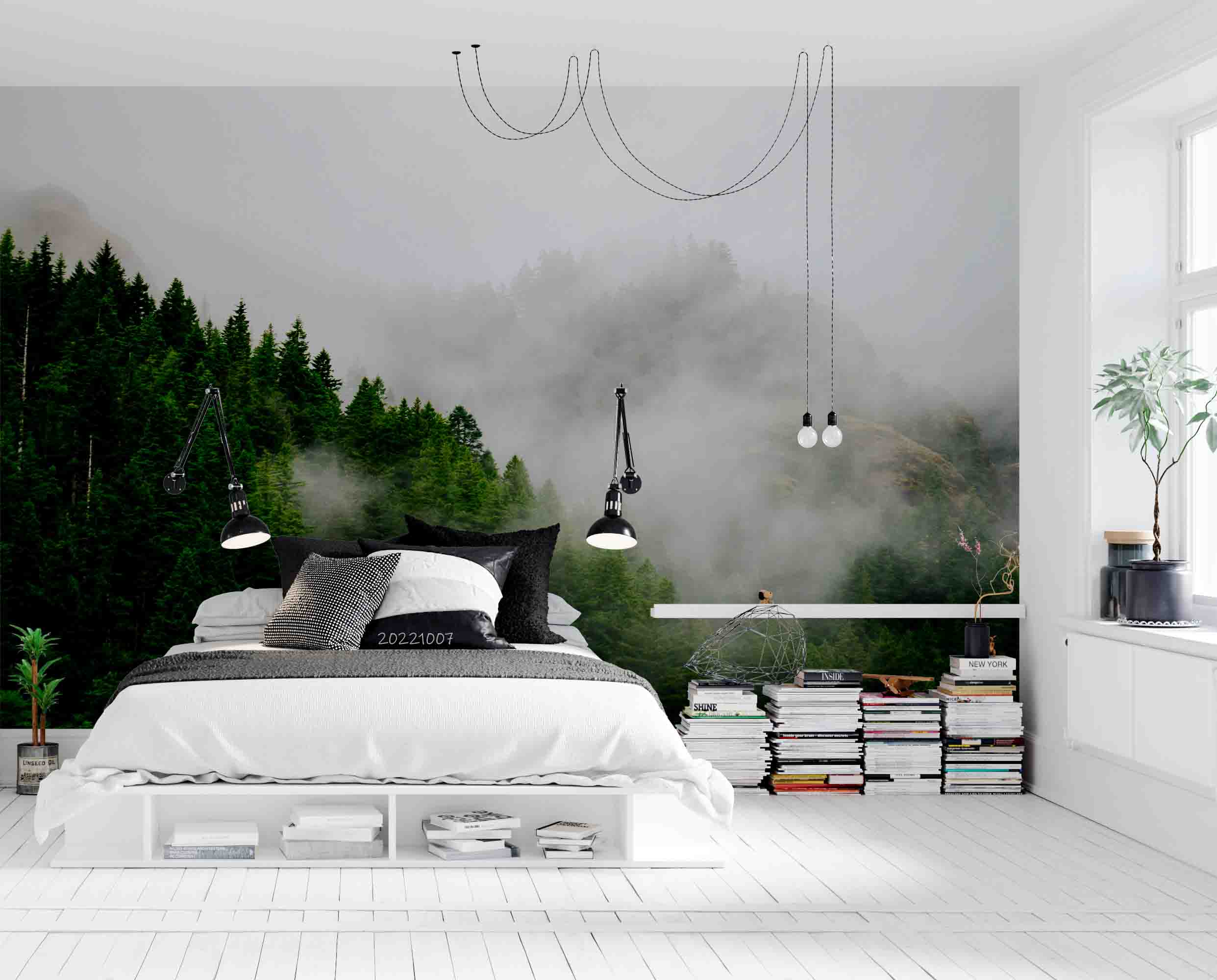 3D Beautiful Forest Mist Mountain View Wall Mural Wallpaper GD 3293- Jess Art Decoration