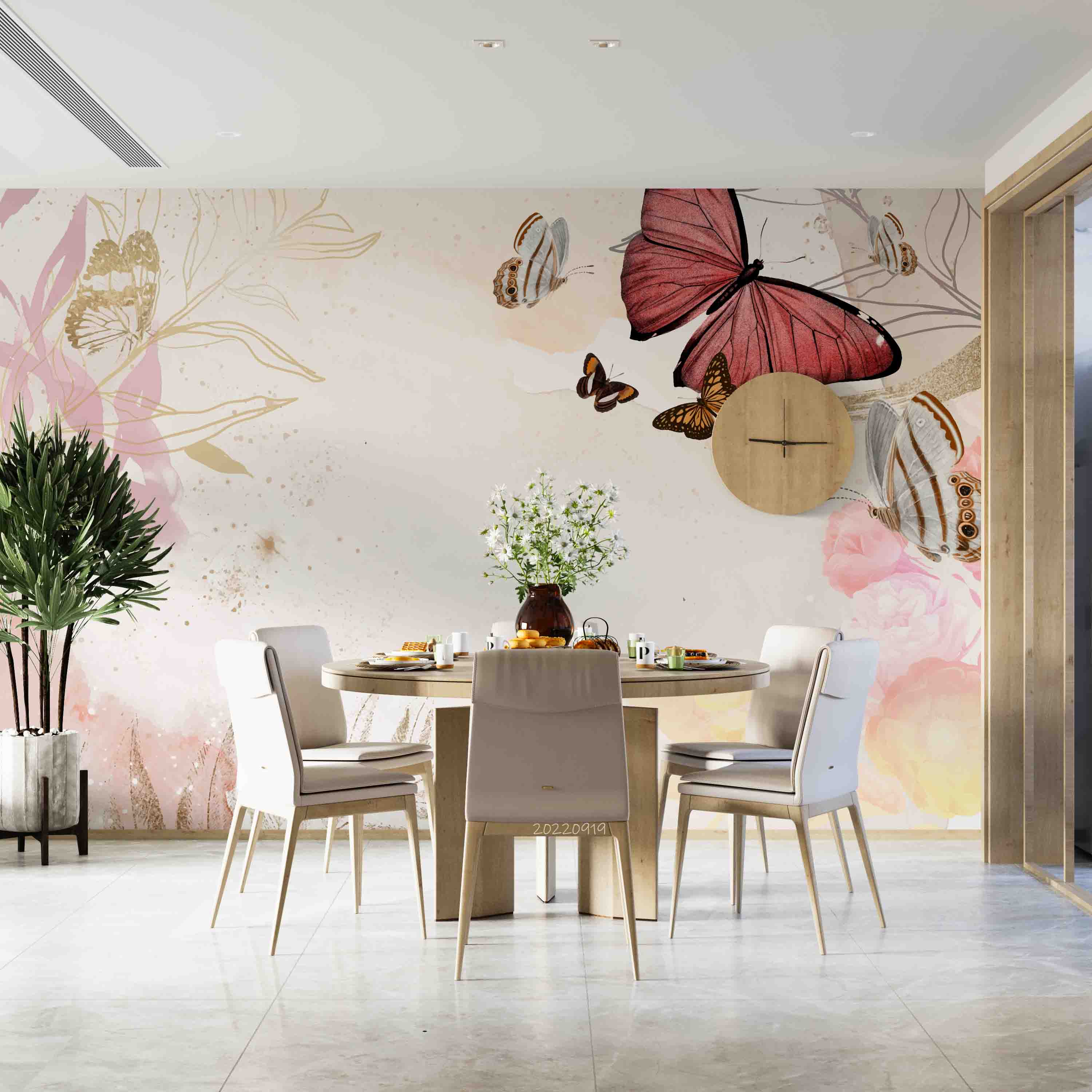 3D Butterfly Background Border Floral Wall Mural Wallpaper GD 3488- Jess Art Decoration