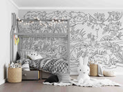 3D Cartoon Graffiti Tropical Animals Birds Trees Wall Mural Wallpaper GD 5104- Jess Art Decoration