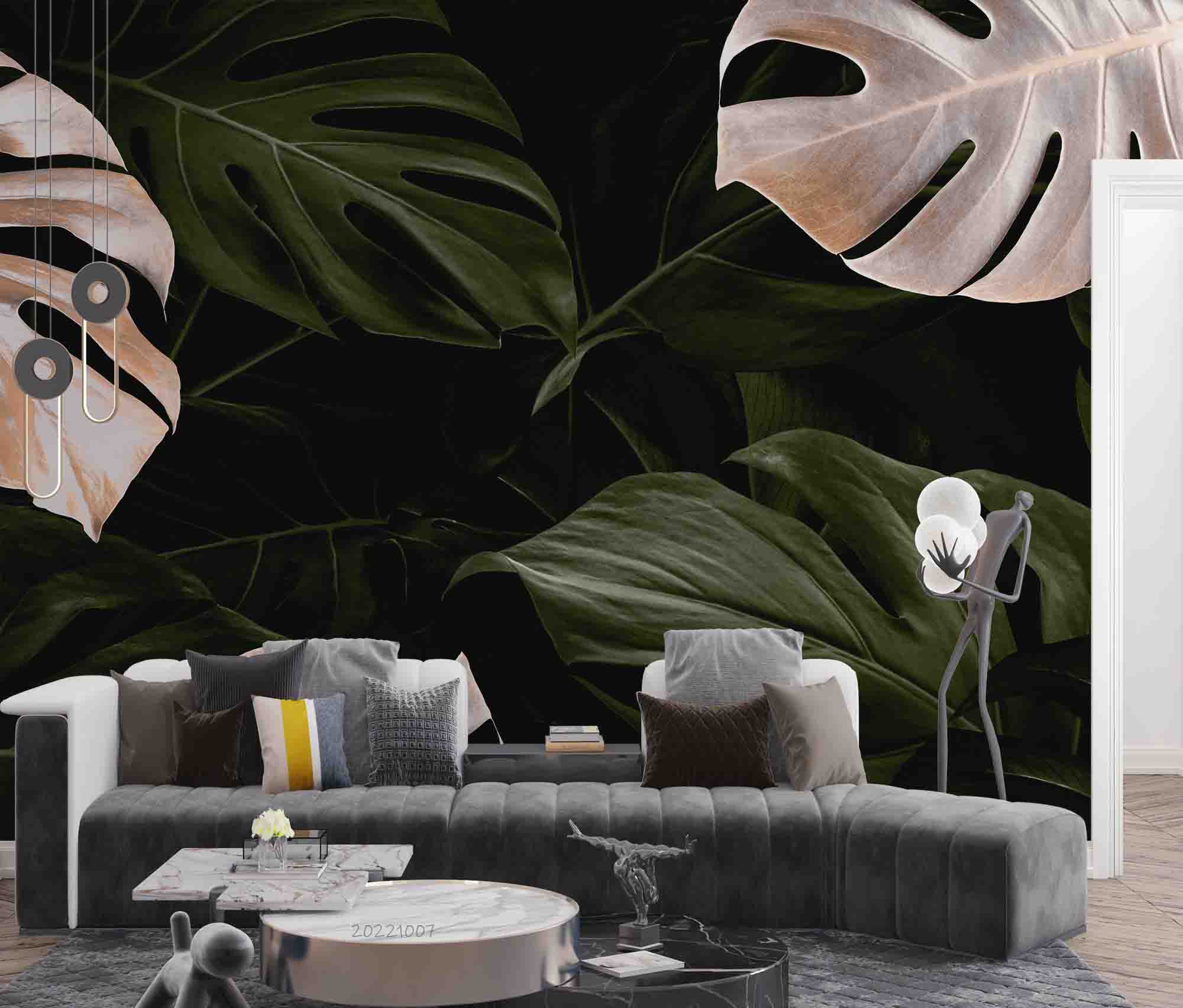3D Monstera Leaf Luxury Tropical Jungle Background Wall Mural Wallpaper GD 3228- Jess Art Decoration