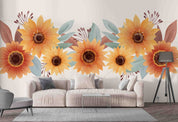 3D Beautiful Watercolor Sunflower Border Wall Mural Wallpaper GD 3398- Jess Art Decoration