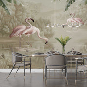 3D Animal Flamingo River Reed Leaf Wall Mural Wallpaper YXL 5- Jess Art Decoration