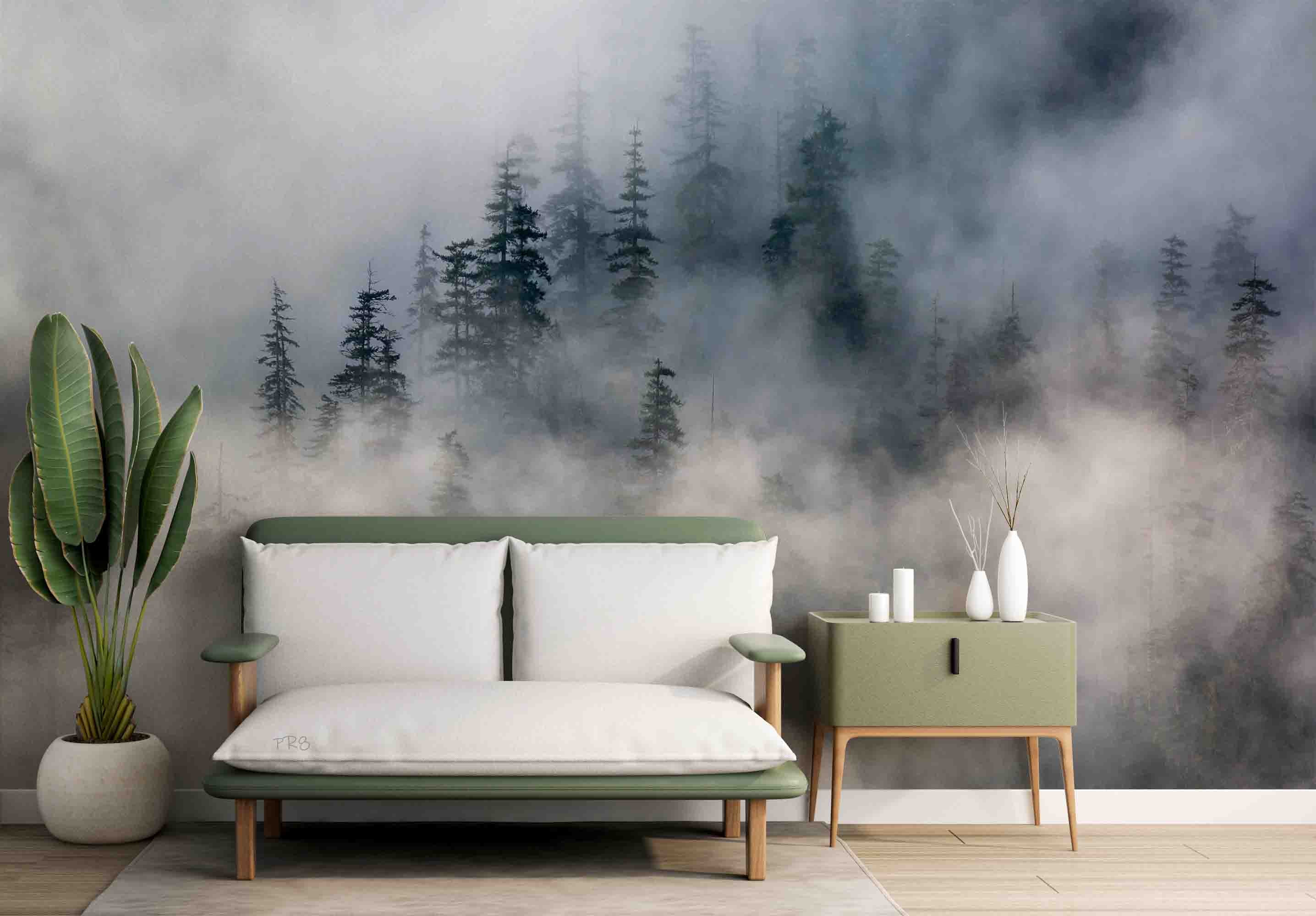 3D Forest Trees Misty Scenery Wall Mural Wallpaper GD 4522- Jess Art Decoration