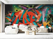 3D Graffiti Croci Blue Yellow Purple Letter Wall Mural Wallpaper YXL 17- Jess Art Decoration