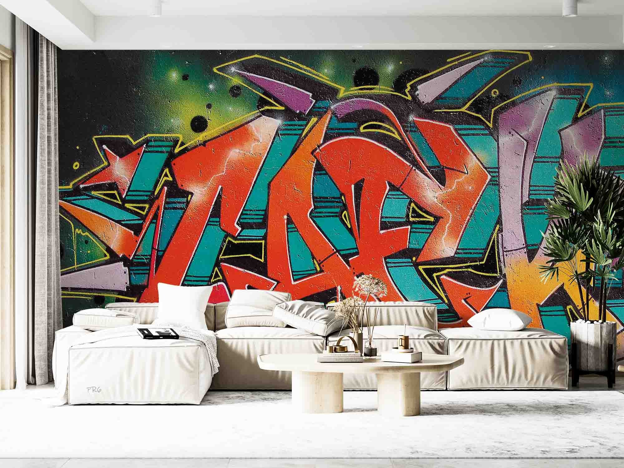 3D Graffiti Croci Blue Yellow Purple Letter Wall Mural Wallpaper YXL 17- Jess Art Decoration