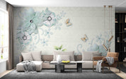3D Jewelry Floral Butterfly Tile Background Wall Mural Wallpaper GD 4663- Jess Art Decoration