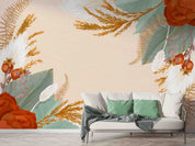 3D Watercolor Boho Background Floral Leaves Wall Mural Wallpaper GD 3311- Jess Art Decoration