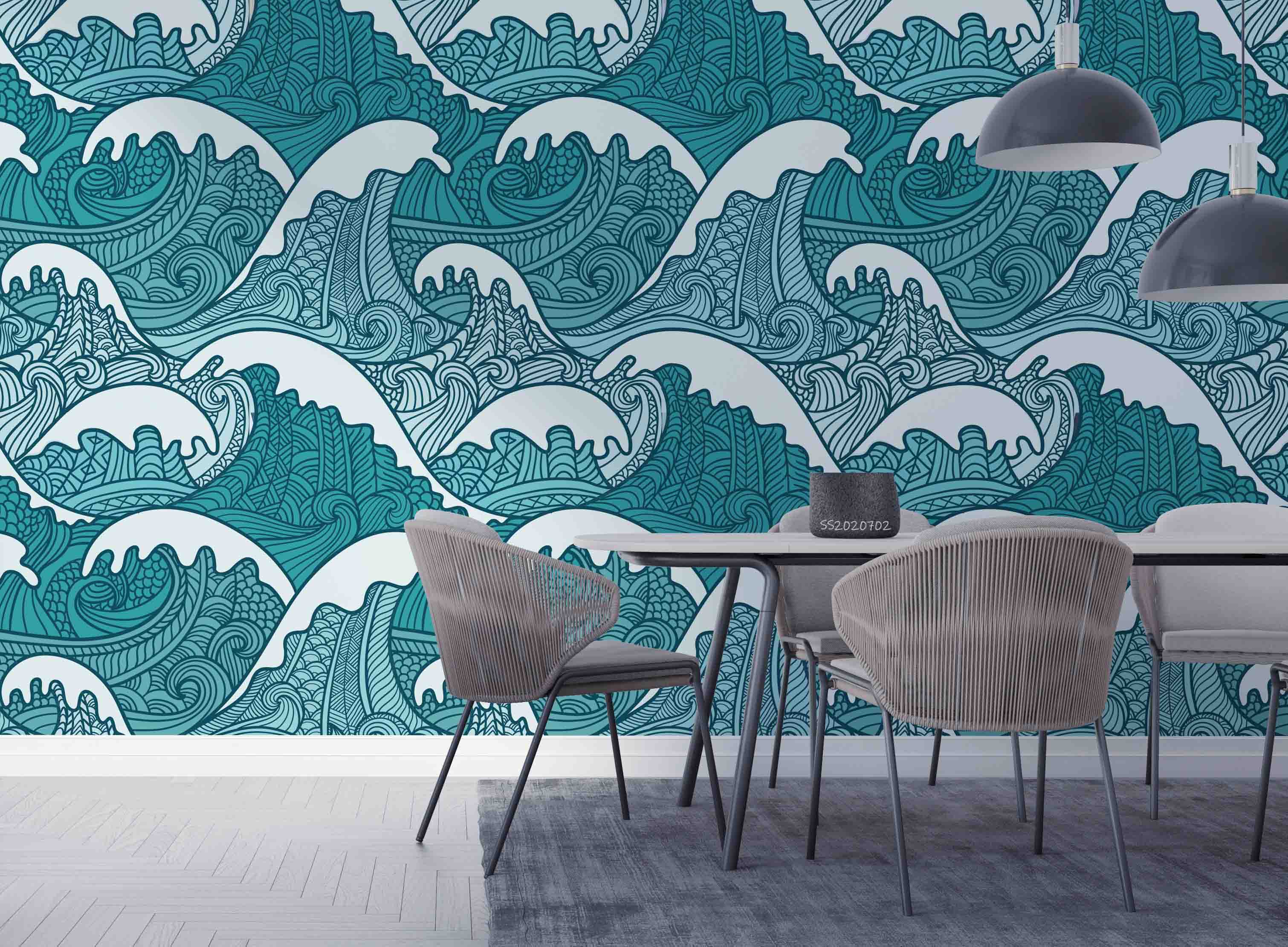 3D Vintage Sea Wave Pattern Wall Mural Wallpaper GD 5206- Jess Art Decoration