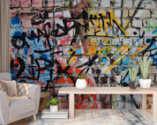 3D Graffiti Brick Letter Black Blue Wall Mural Wallpaper YXL 22- Jess Art Decoration