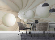 3D White Geometry Space Ball Wall Mural Wallpaper GD 4700- Jess Art Decoration