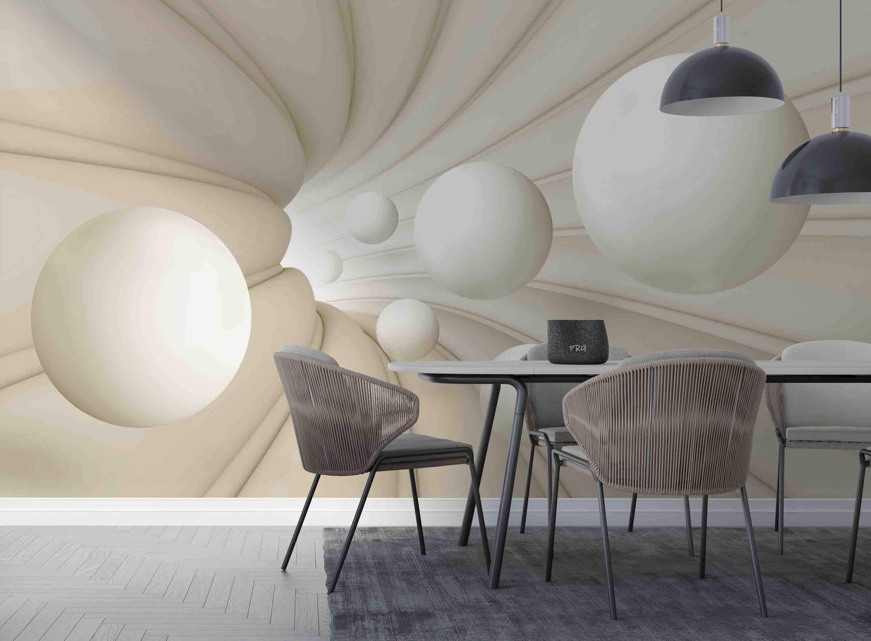 3D White Geometry Space Ball Wall Mural Wallpaper GD 4700- Jess Art Decoration
