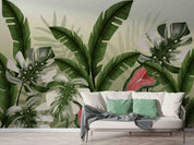 3D Tropical Green Leaves Background Wall Mural Wallpaper GD 3325- Jess Art Decoration
