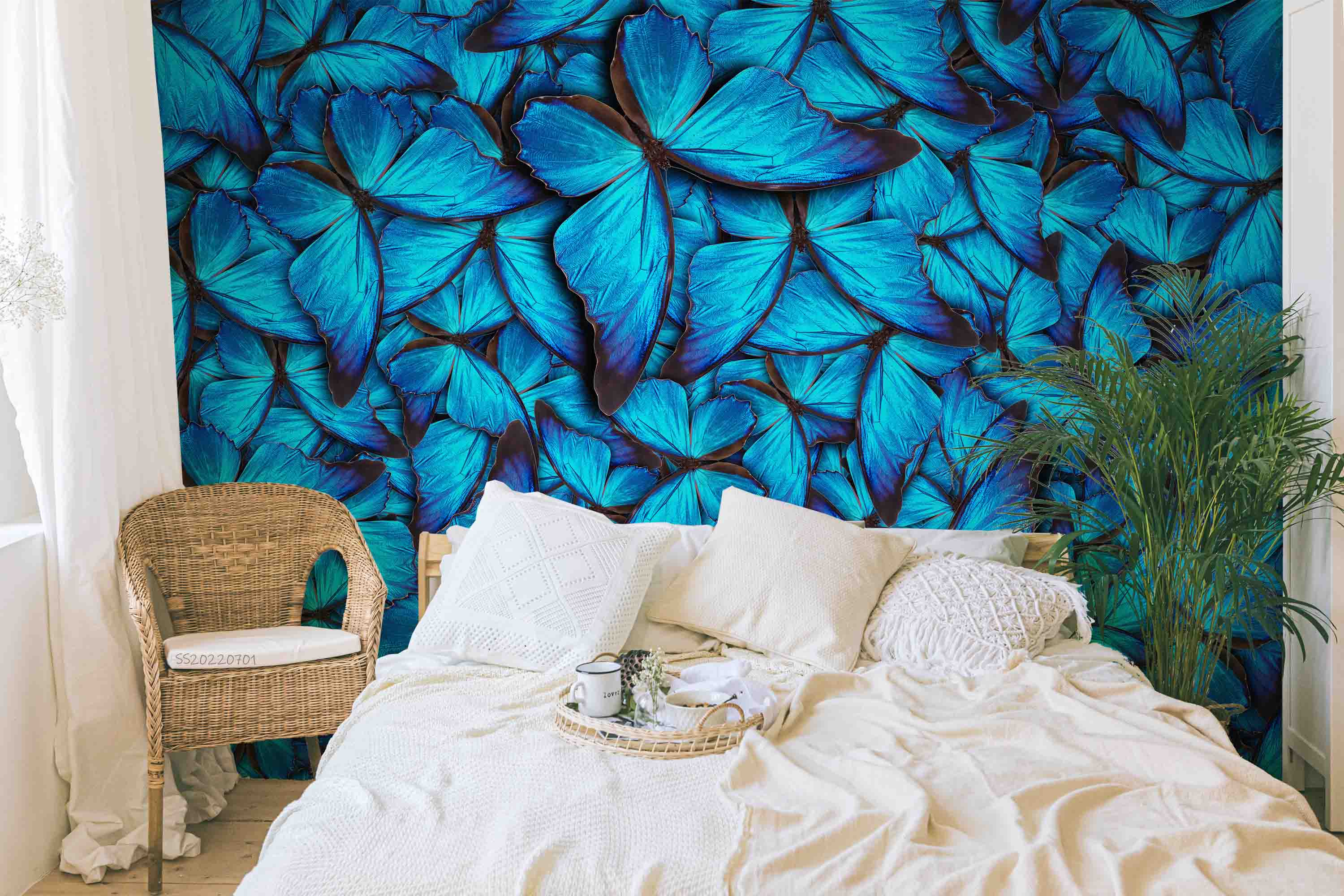 3D Beautiful Blue Butterfly Wall Mural Wallpaper GD 5033- Jess Art Decoration