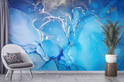 3D Bright Blue Marble bright blue marble artwork wall mural wallpaper for living room
