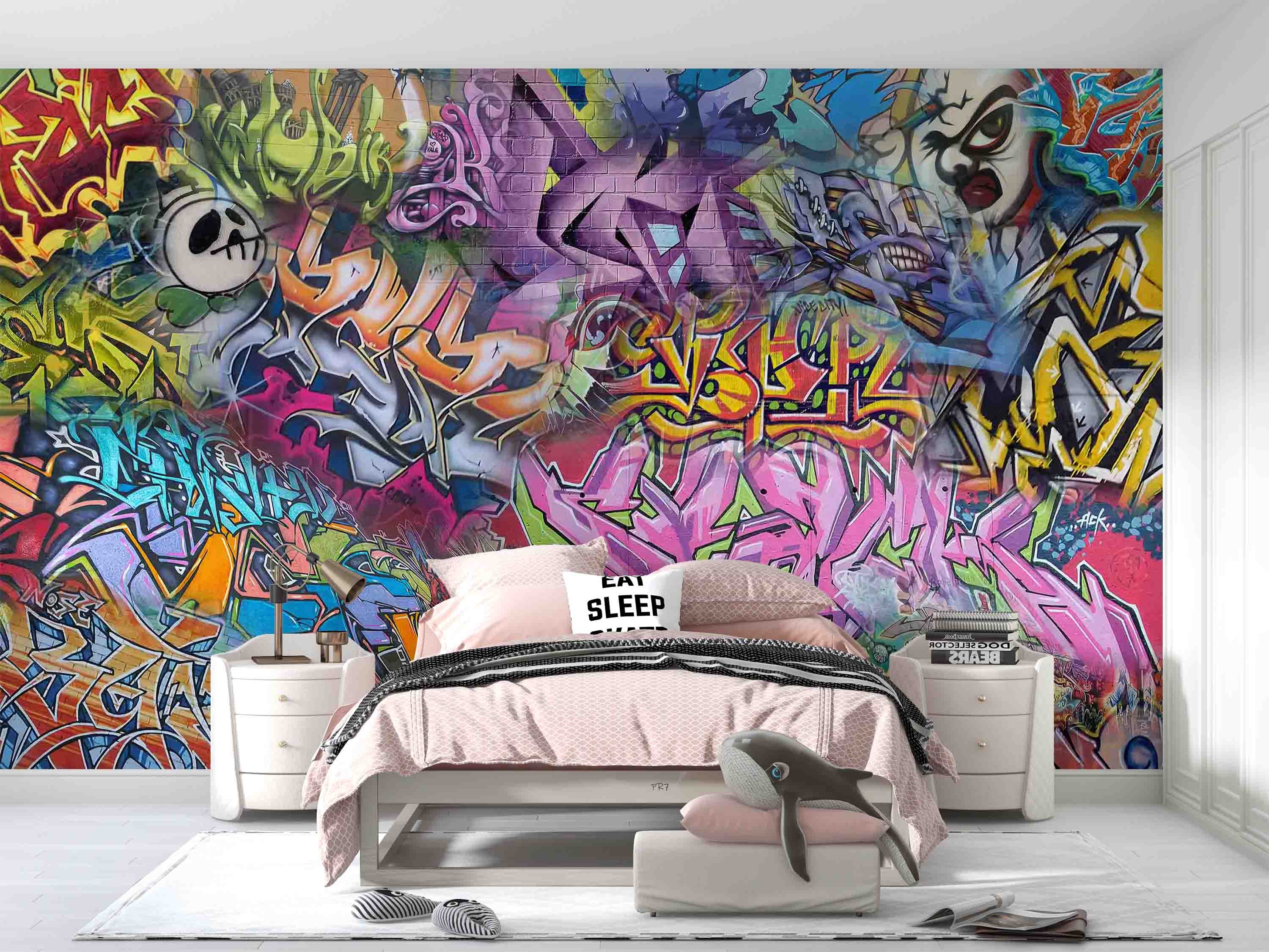 3D Abstract Art Graffiti Colorful Wall Mural Wallpaper GD 4435- Jess Art Decoration