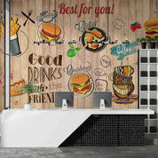 Fast Food Background Food Wallpaper food shop street art wall mural for cafe or restaurant - view 6