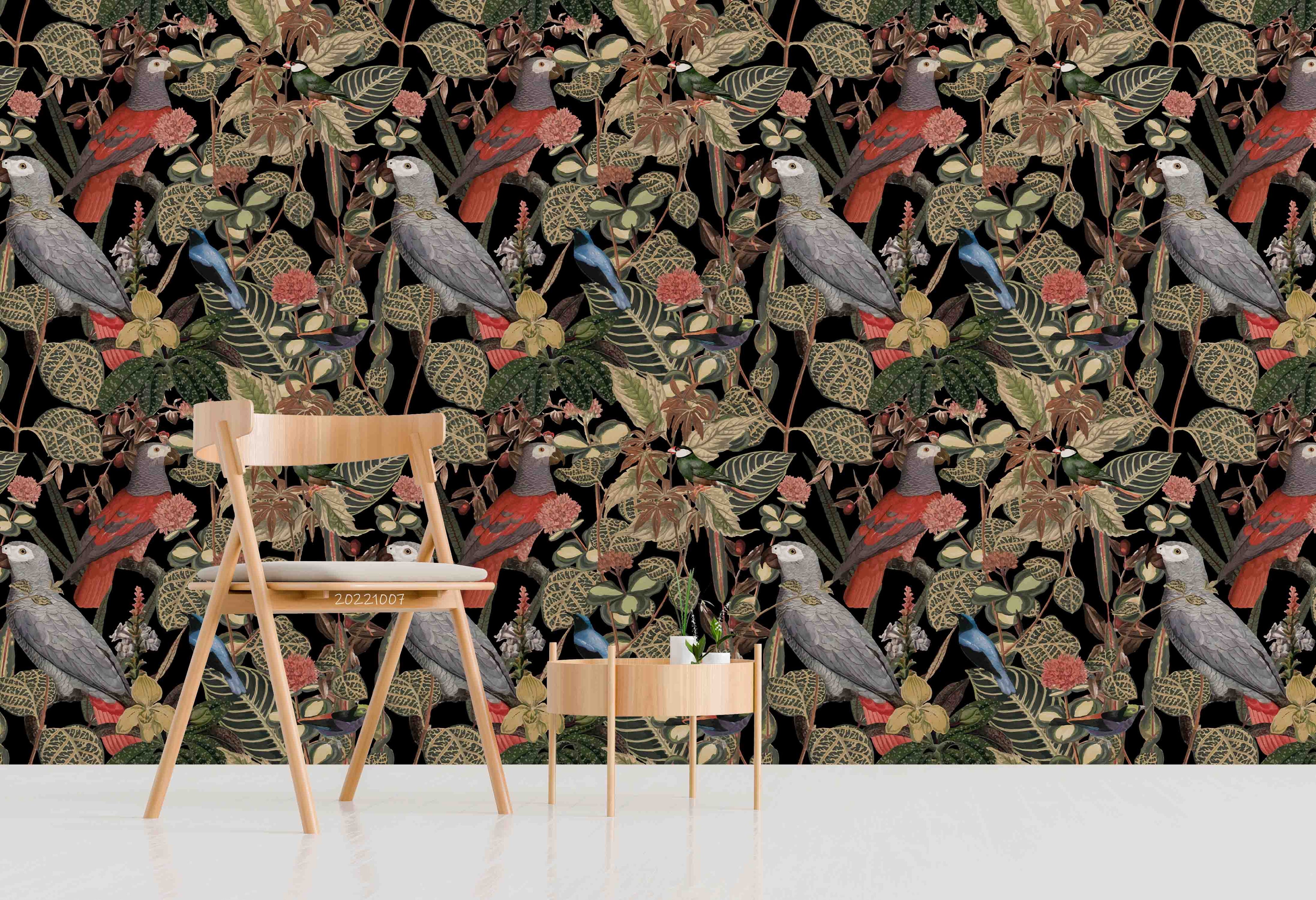 3D Jungle Plant Leaf Animal Birds Wall Mural Wallpaper GD 3241- Jess Art Decoration