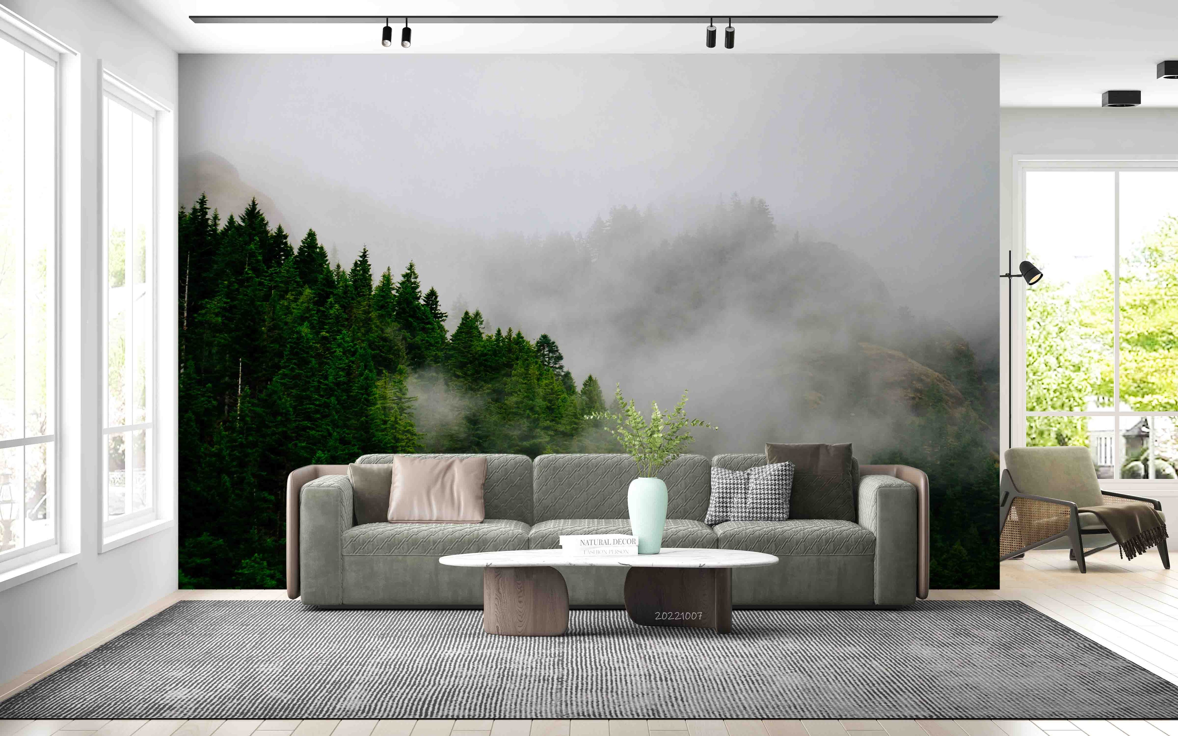 3D Beautiful Forest Mist Mountain View Wall Mural Wallpaper GD 3293- Jess Art Decoration
