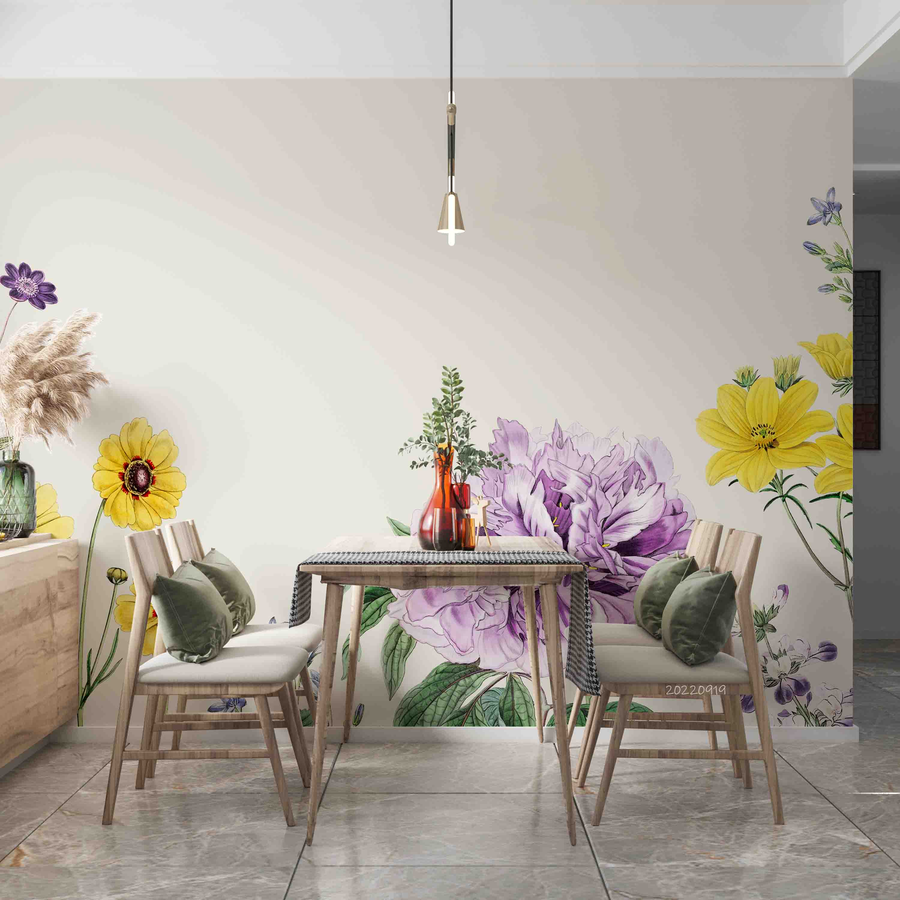 3D Colorful Floral Border Wall Mural Wallpaper GD 3453- Jess Art Decoration