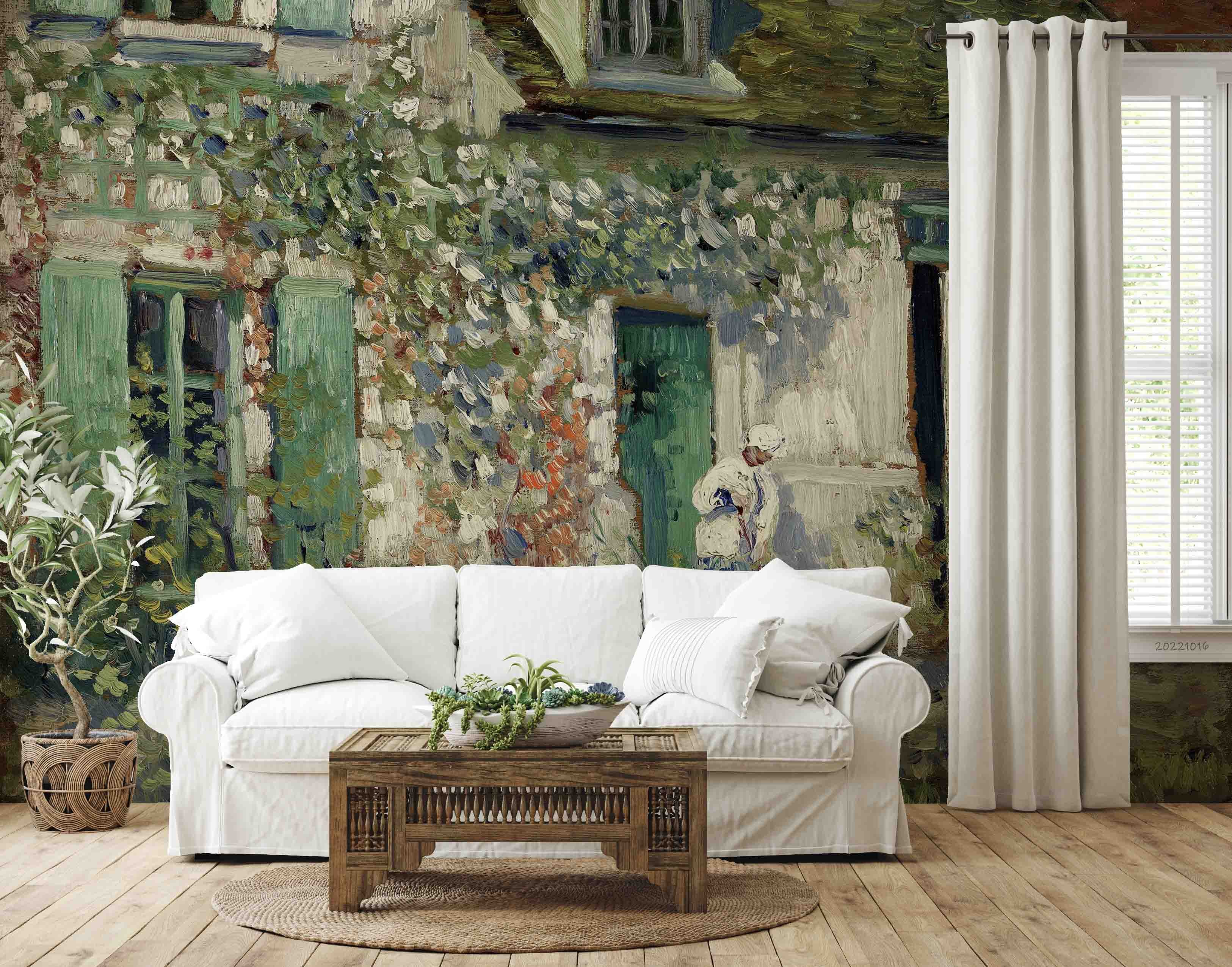 3D Oil Painting House Women Sweeping Wall Mural Wallpaper GD 2965- Jess Art Decoration