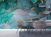 3D Abstract Green Gold Marble Texture Wall Mural Wallpaper GD 5077- Jess Art Decoration