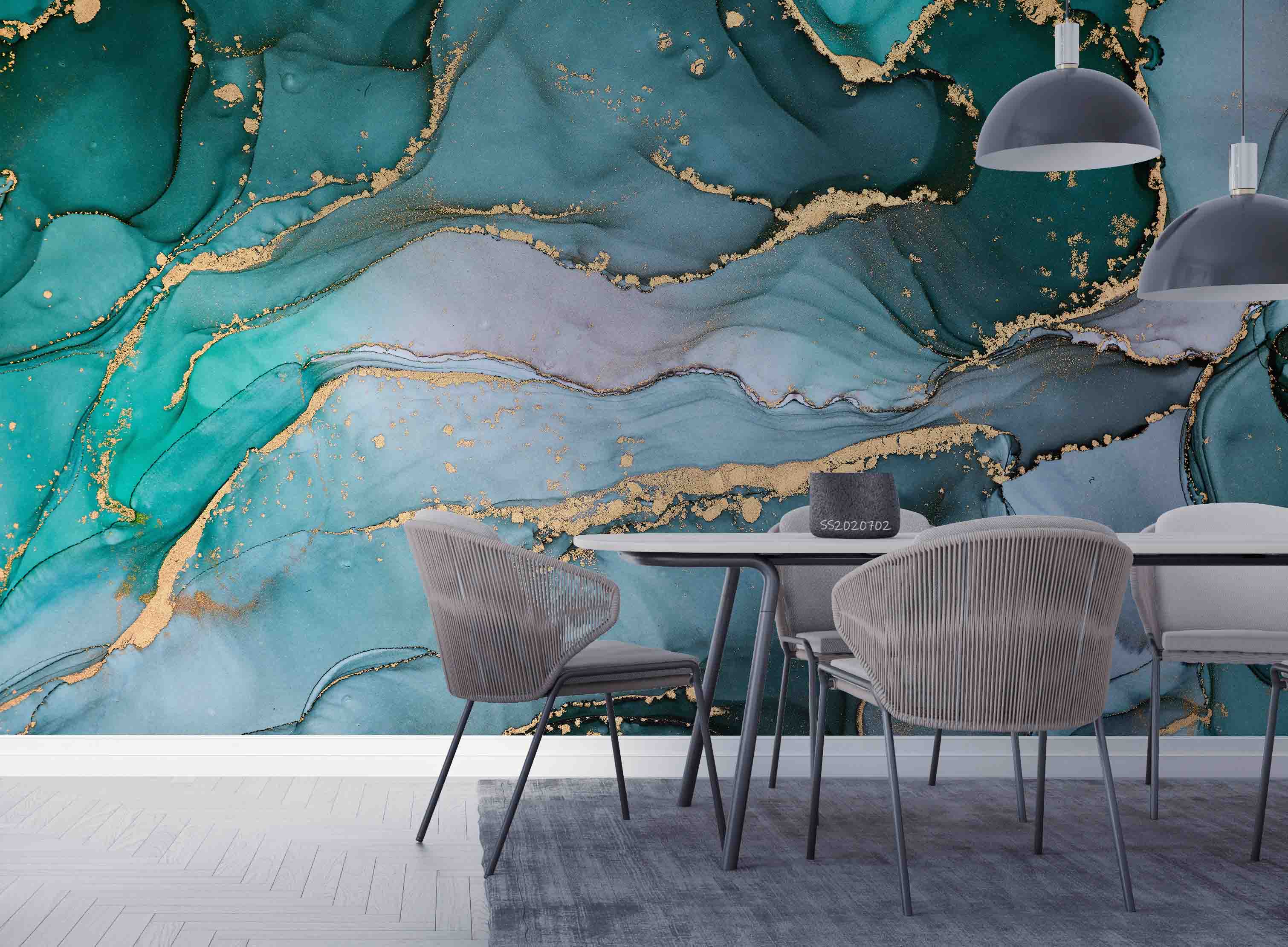 3D Abstract Green Gold Marble Texture Wall Mural Wallpaper GD 5077- Jess Art Decoration