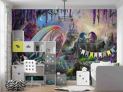 3D Fantasy Castle Plant Floral Dragon Wall Mural Wallpaper GD 4767- Jess Art Decoration