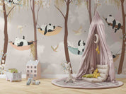 3D Cartoon Cute Forest Panda Hammock Wall Mural Wallpaper GD 4838- Jess Art Decoration