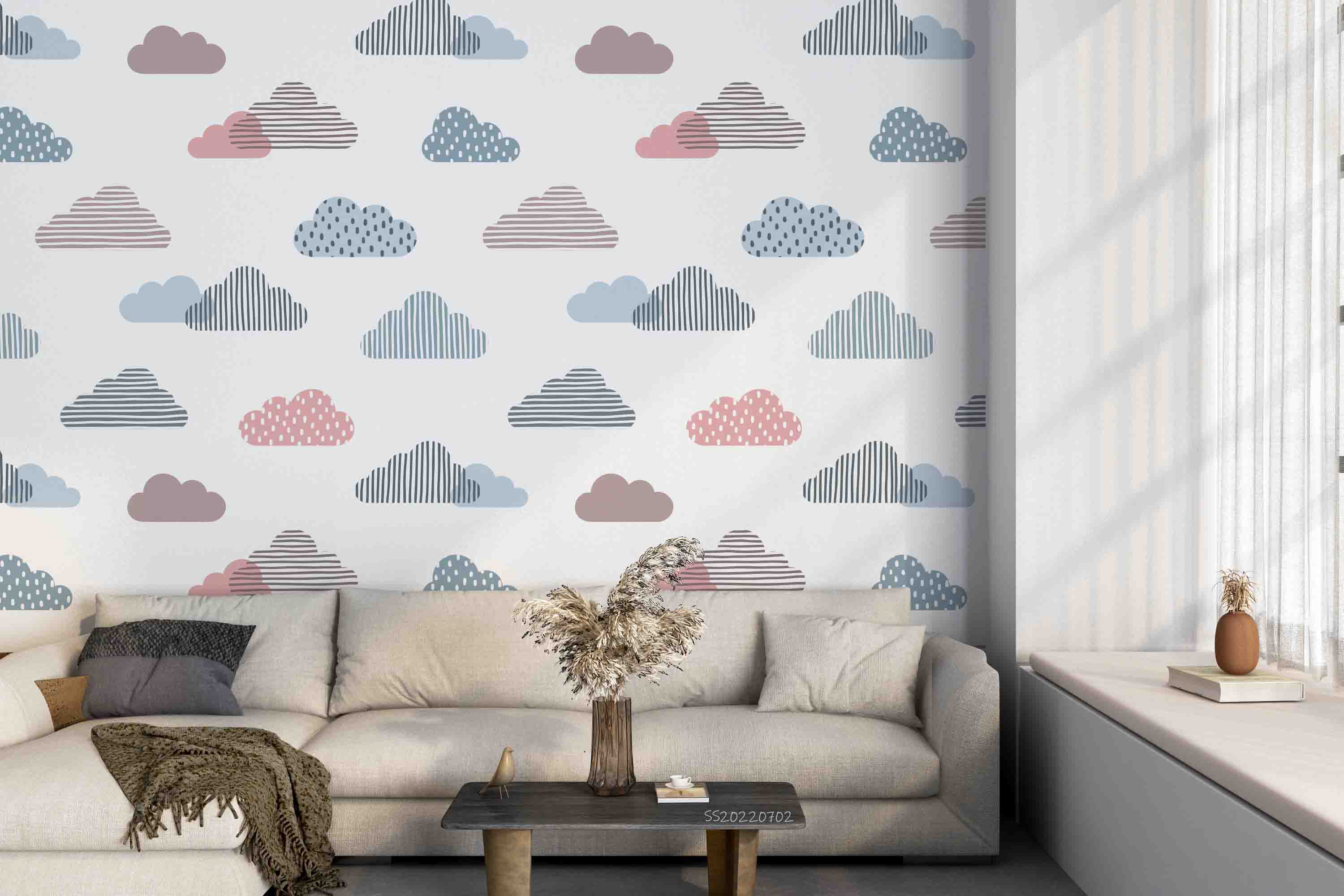 3D Stylish Pastel Color Graffiti Cloud Wall Mural Wallpaper GD 5139- Jess Art Decoration