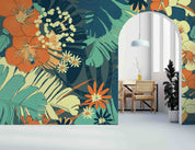 3D Hand Drawn Colorful Tropical Plant Leaf Floral Wall Mural Wallpaper GD 3378- Jess Art Decoration