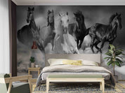 3D Five Horses Running Desert Dust Wall Mural Wallpaper GD 4761- Jess Art Decoration
