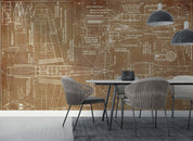 3D Aircraft Design Drawings Wall Mural Wallpaper GD 4572- Jess Art Decoration