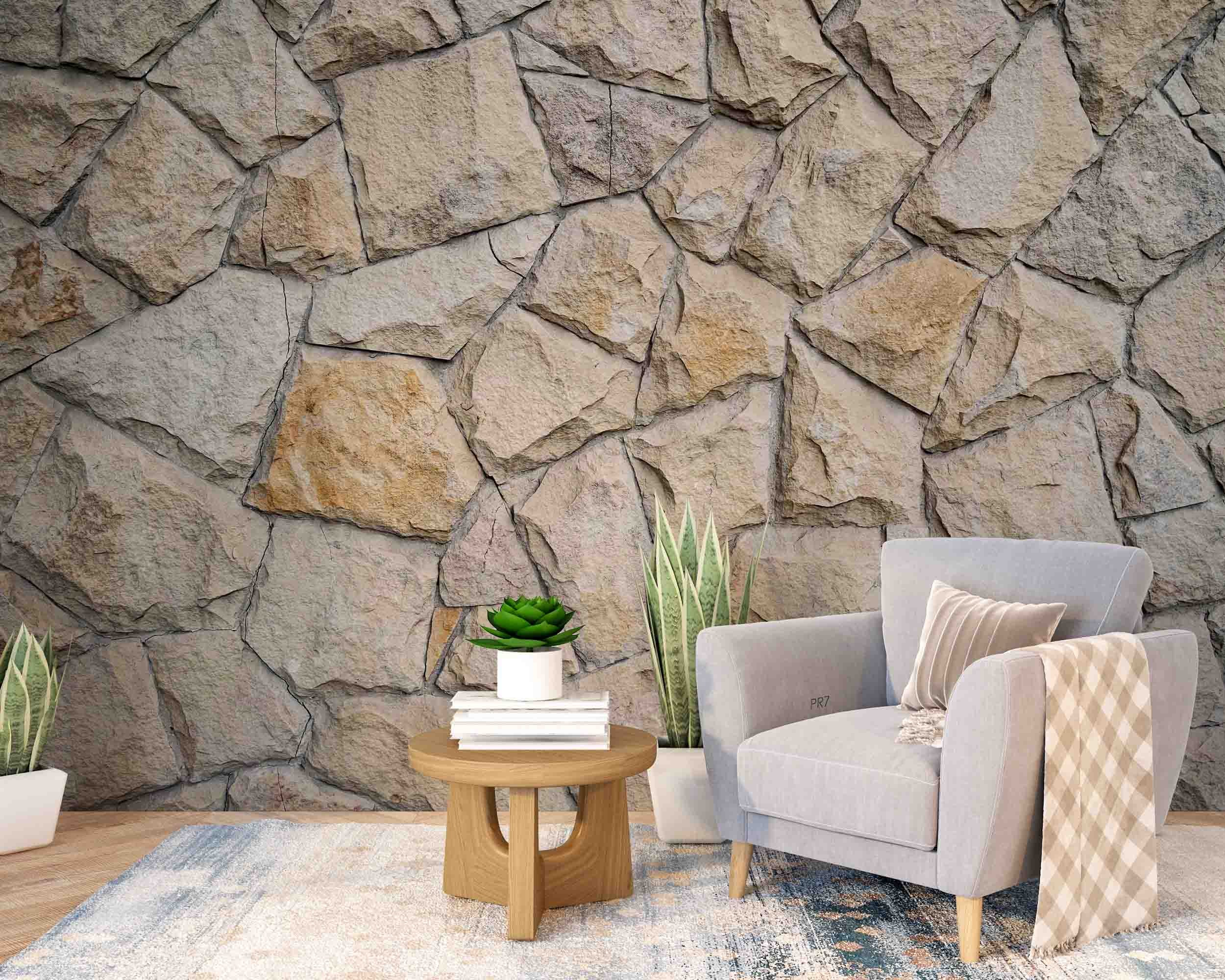 3D Vintage Brown Stone Wall Texture Wall Mural Wallpaper GD 4407- Jess Art Decoration